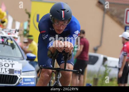 Gevrey Chambertin, France. 06 juillet 2024. V. MADOUAS GROUPAMA-FDJpendant le Tour de France 2024, étape 7, contre la montre individuel, nuits-Saint-Georges - Gevrey-Chambertin (25, 3 km) le 5 juillet 2024 à Gevrey-Chambertin, France - photo Laurent Lairys /ABACAPRESS. COM Credit : Abaca Press/Alamy Live News Banque D'Images