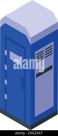 Toilettes portatives bleues debout à l'extérieur, fournissant les installations nécessaires pour les événements et les chantiers de construction Illustration de Vecteur