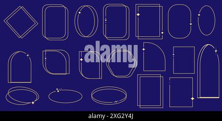 Ensemble d'éléments dorés, cadres faesthésiques isolés Illustration de Vecteur
