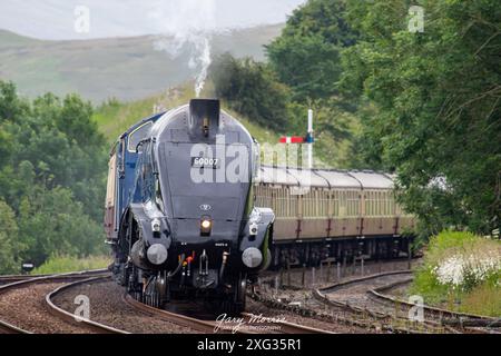 60007 Sir Nigel Gresley LNER A4 Pacific Kirkby Stephen Station Cumbria 03/07/2024 Banque D'Images