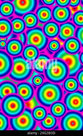 Illustration de cercles chaotiques multicolores vifs pour fond abstrait Banque D'Images