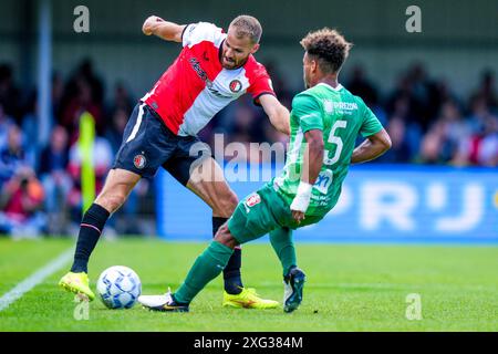 Dordrecht, pays-Bas. 06 juillet 2024. DORDRECHT, 06-07-2024, M-scores Stadium, match amical, saison 2024/2025, football . Match entre Dordrecht et Feyenoord . Joueur de Feyenoord Bart Nieuwkoop crédit : Pro Shots/Alamy Live News Banque D'Images