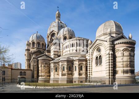 Cathédrale / Cathédrale Sainte-Marie-majeure / Sainte Marie la Grande, Marseille / Marseille, France, conçu par Léon Vaudoyer, construit 1852-96. Banque D'Images