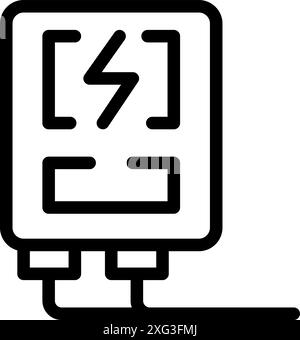 Icône de contour noir représentant un compteur électrique mesurant la consommation d'électricité Illustration de Vecteur