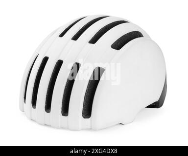 Nouveau casque cycliste moderne isolé sur blanc Banque D'Images
