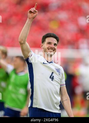 Düsseldorf, Allemagne. 6 juillet, 2024.Düsseldorf, Allemagne. 6 juillet 2024. 06 juil. 2024 - Angleterre v Suisse - Championnats de l'UEFA Euro 2024 - quart de finale - Düsseldorf. Declan Rice célèbre sa victoire au tir de pénalité contre la Suisse. Image : Mark pain / Alamy Live News Banque D'Images