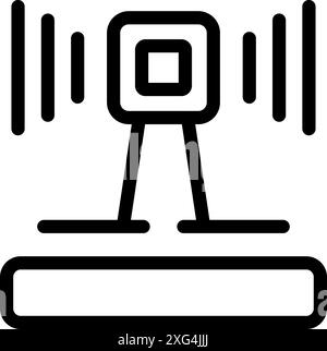 Le capteur de stationnement analyse la zone pour un stationnement sûr, icône dans le style de contour Illustration de Vecteur