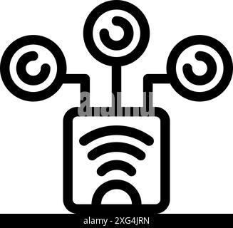 Icône simple d'un routeur distribuant un signal wifi à plusieurs appareils Illustration de Vecteur