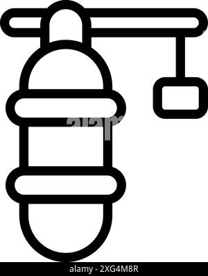 Sac de poinçonnage suspendu sur le support pour le contour de l'icône d'entraînement de boxe Illustration de Vecteur