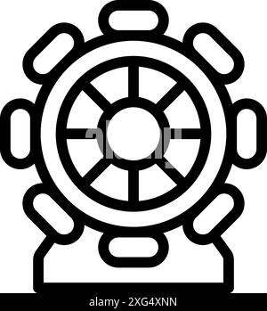 Icône de contour d'une grande roue tournant autour d'un parc d'attractions Illustration de Vecteur
