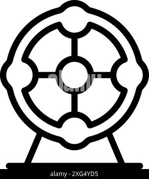 Roue de hamster debout sur un support pour l'icône d'animal de compagnie de course, style de contour Illustration de Vecteur