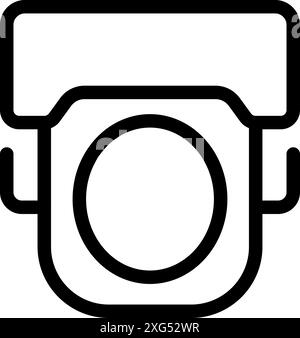 Icône de ligne noire simple d'une caméra cctv, représentant la sécurité et la surveillance Illustration de Vecteur