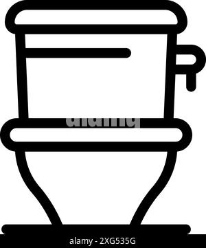 Dessin au trait simple d'une cuvette de toilette, représentant les accessoires de salle de bain et la plomberie moderne Illustration de Vecteur