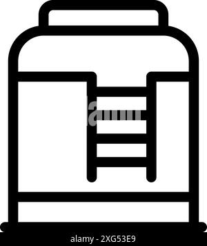 Entrée souterraine de bunker avec échelle menant à un endroit sûr, icône de style de contour Illustration de Vecteur