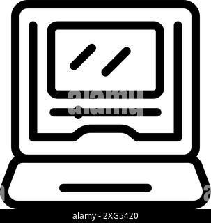 Icône simple d'un ordinateur portable affichant un logiciel de montage vidéo, idéal pour des sujets tels que le montage vidéo, la création de contenu et la production multimédia Illustration de Vecteur