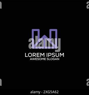lettre w avec icône de combinaison de logo de toit Illustration de Vecteur