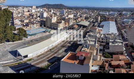 Gare routière et gare ferroviaire, Inca, Majorque, Îles Baléares, Espagne Banque D'Images