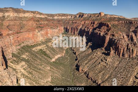 Grand Canyon Sout Rim, Californie, États-Unis, . Vue aérienne depuis l'hélicoptère Banque D'Images