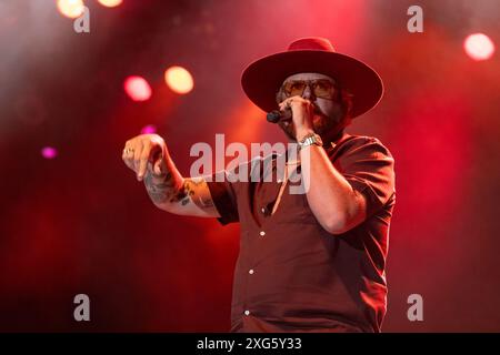 Milwaukee, États-Unis. 05 juillet 2024. Paul Cauthen pendant le Summerfest Music Festival le 5 juillet 2024, à Milwaukee, Wisconsin (photo de Daniel DeSlover/Sipa USA) crédit : Sipa USA/Alamy Live News Banque D'Images