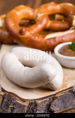 Paire de saucisses blanches bavaroises Banque D'Images