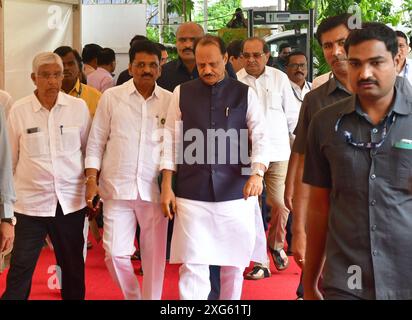 Mumbai, Inde. 06 juillet 2024. MUMBAI, INDE - 3 JUILLET : Maharashtra DCM Ajit Pawar est arrivé à Vidhan Bhavan pendant la mousson de l'Assemblée du Maharashtra, le 3 juillet 2024 à Mumbai, Inde. (Photo de Bhushan Koyande/Hindustan Times/Sipa USA ) crédit : Sipa USA/Alamy Live News Banque D'Images