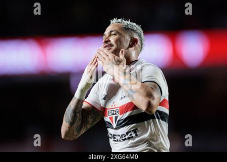Sao Paulo, Brésil. 06 juillet 2024. Football Football - Championnat brésilien - São Paulo v Red Bull Bragantino - stade Morumbi. Luciano de São Paulo célèbre avoir marqué votre but crédit : Vilmar Bannach/Alamy Live News Banque D'Images