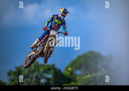 Championnat du monde de motocross-Round 12-MXGP de Lombok-7 Luglio 2024-MX2 Class-Simon Laengenfelder-Team GasGas Factory pendant MXGP de Lombok, course de Motocross en Indonésie, Indonésie, 07 juillet 2024 Banque D'Images