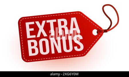 Étiquette de prix rouge et texte Extra Bonus. Elément graphique isolé. Illustration vectorielle Illustration de Vecteur