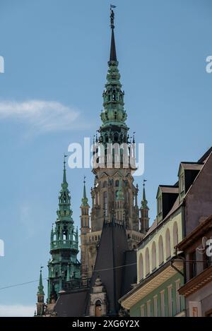 Hôtel de ville de Liberec bâtiment de style néo-Renaissance dans le centre-ville historique de Liberec, République tchèque, le 6 juillet 2024 Banque D'Images