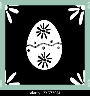 Motif sans couture Linocut Happy Easter noir et blanc Illustration de Vecteur