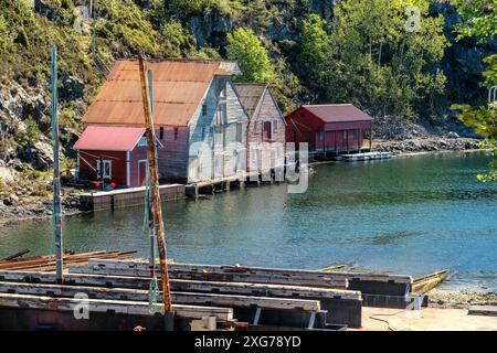 Port de fjord sur Boemlo dans l'archipel norvégien fjordland, Norvège Banque D'Images