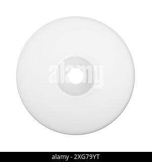 Disque compact blanc. Une photo minimaliste d'un CD blanc immaculé, isolé sur un fond propre. Banque D'Images