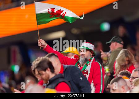 Les fans du pays de Galles montrent leur soutien lors du match international de rugby masculin opposant l'Australie et le pays de Galles au stade Allianz le 6 juillet 2024 à Sydney Banque D'Images