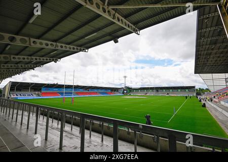 Eccles, Royaume-Uni. 07 juillet 2024. Vue générale du Salford Community Stadium avant le match de la Betfred Super League Round 16 Salford Red Devils vs Hull FC au Salford Community Stadium, Eccles, Royaume-Uni, le 7 juillet 2024 (photo par Cody Froggatt/News images) à Eccles, Royaume-Uni le 7/7/2024. (Photo de Cody Froggatt/News images/Sipa USA) crédit : Sipa USA/Alamy Live News Banque D'Images