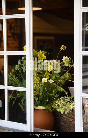 Pot de fleur sur le rebord de la fenêtre Banque D'Images
