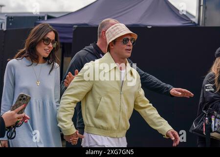 Silverstone, Royaume-Uni. 07 juillet 2024. Brad Pitt lors du Grand Prix de Grande-Bretagne de formule 1 Qatar Airways sur le circuit de Silverstone, Silverstone, Angleterre, Royaume-Uni le 7 juillet 2024 crédit : Every second Media/Alamy Live News Banque D'Images