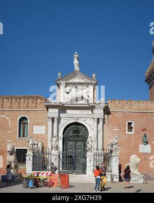 Porta Magna, architecture Renaissance vénitienne porte principale de l'Arsenal, le chantier naval historique et l'armurerie de Venise Banque D'Images
