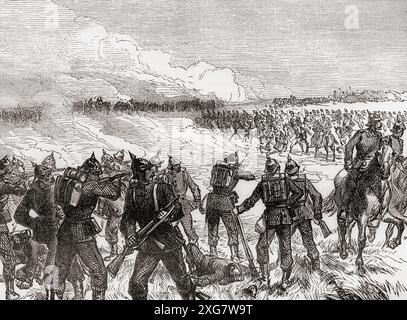 La bataille de Langensalza, le 27 juin 1866, pendant la guerre austro-prussienne. Extrait de Cassell's Illustrated History of England, publié vers 1880. Banque D'Images