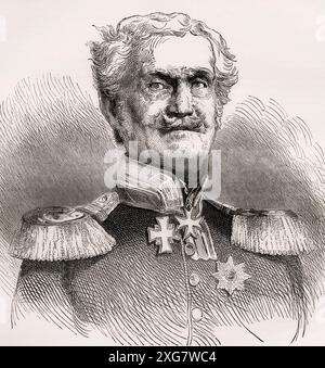 Friedrich Heinrich Ernst Graf von Wrangel, 1784–1877. Maréchal général de l'armée prussienne. Extrait de Cassell's Illustrated History of England, publié vers 1880. Banque D'Images