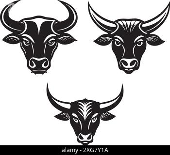 Bull Set magnifiquement Bull icônes vecteur Illustration de Vecteur