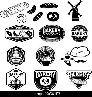 Étiquettes de boulangerie fraîches. Étiquettes de cupcakes. Éléments de conception pour logo, étiquette, emblème, signe. Illustration vectorielle. Illustration de Vecteur