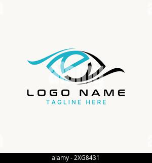 Conception de logo concept graphique abstrait créatif premium vector stock initial E font unique art eye view swoosh. Lié à la marque de typographie monogramme Illustration de Vecteur