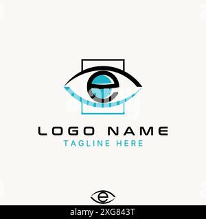 Conception de logo concept graphique abstrait créatif vecteur premium stock initial E font unique Eye View Line Square. Lié à la marque de typographie monogramme Illustration de Vecteur