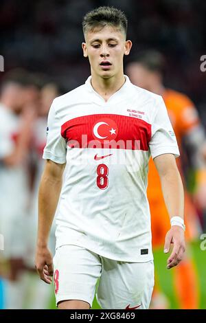 Berlin, Allemagne, 6 juillet 2024 : Arda Guler (8 Turkiye) lors du match de football en quart de finale de l'UEFA EURO 2024 Allemagne entre les pays-Bas et Turkiye à l'Olympiastadion de Berlin, Allemagne. (Daniela Porcelli / SPP) Banque D'Images