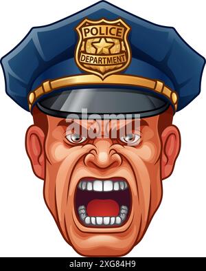 Policier Angry police Man Cartoon personnage flic Illustration de Vecteur