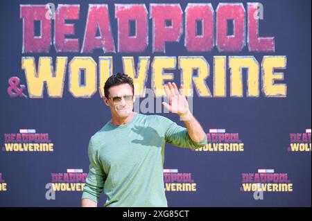 Berlin, Allemagne. 07 juillet 2024. L'acteur Hugh Jackman vient à l'Uber Arena pour la sortie du film Deadpool et Wolverine. Crédit : Annette Riedl/dpa/Alamy Live News Banque D'Images