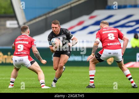 Jordan Lane Hull FC fait une pause lors du match de la Betfred Super League Round 16 Salford Red Devils vs Hull FC au Salford Community Stadium, Eccles, Royaume-Uni, le 7 juillet 2024 (photo par Craig Thomas/News images) dans, le 7/7/2024. (Photo de Craig Thomas/News images/SIPA USA) crédit : SIPA USA/Alamy Live News Banque D'Images