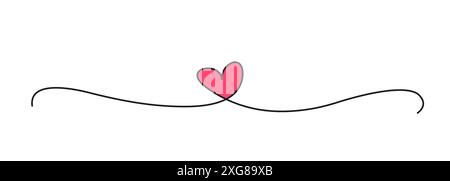 Ligne du cœur dessinée à la main. Contour en forme de coeur. Illustration de Vecteur