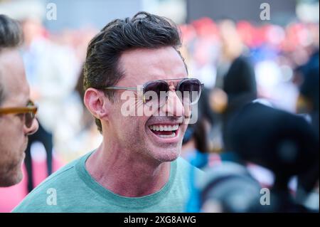 Berlin, Allemagne. 07 juillet 2024. L'acteur Hugh Jackman vient à l'Uber Arena pour la sortie du film Deadpool et Wolverine. Crédit : Annette Riedl/dpa/Alamy Live News Banque D'Images