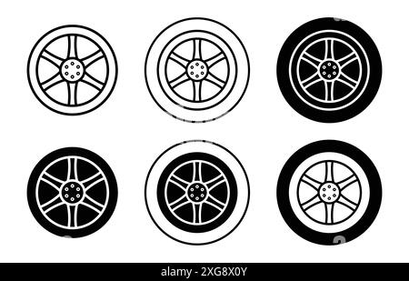 collection de logo vectoriel d'icône de voiture hubcap pour l'interface utilisateur de l'application web Illustration de Vecteur